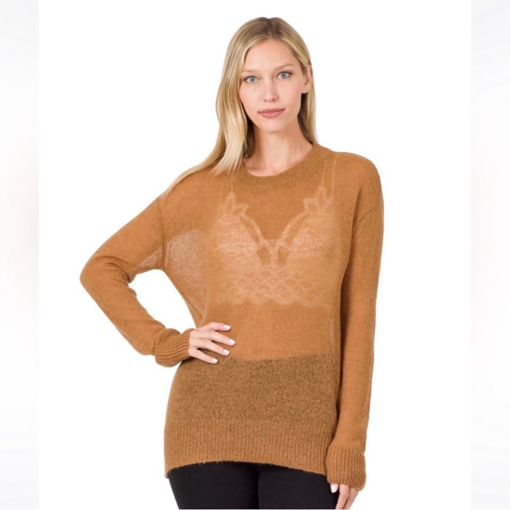 Zenana See-Through Wool Sweater